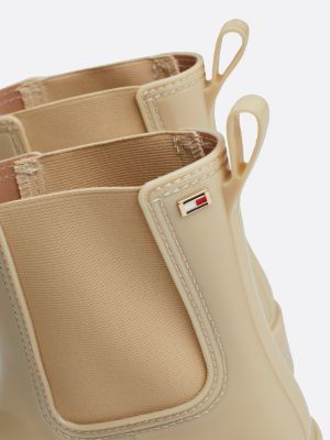 stivaletti da pioggia con suola carrarmato beige da donne tommy hilfiger