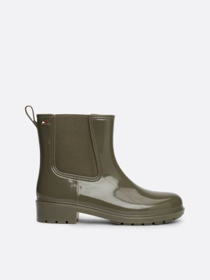 botas de agua acharoladas con suela de tacos green de mujeres tommy hilfiger