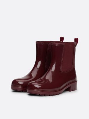 botas de agua acharoladas con suela de tacos rosa de mujeres tommy hilfiger