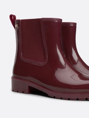 botas de agua acharoladas con suela de tacos rosa de mujeres tommy hilfiger