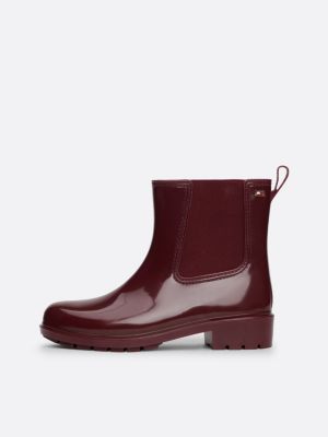 botas de agua acharoladas con suela de tacos rosa de mujeres tommy hilfiger