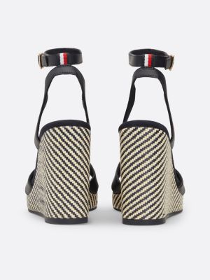 blue raffia jagged stripe wedge sandals for women tommy hilfiger