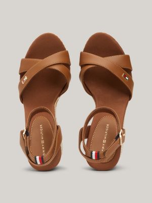 Sandalen met gestreepte sleehak van raffia Bruin Tommy Hilfiger