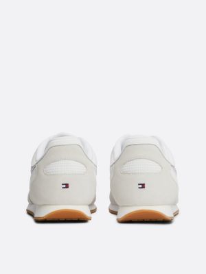 scarpe running sport heritage in pelle nabuk bianco da donne tommy hilfiger