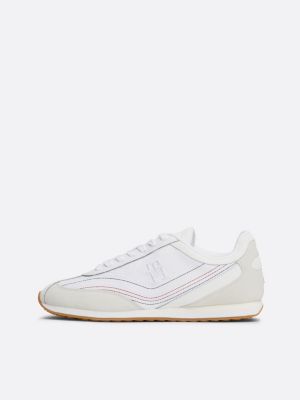 scarpe running sport heritage in pelle nabuk bianco da donne tommy hilfiger