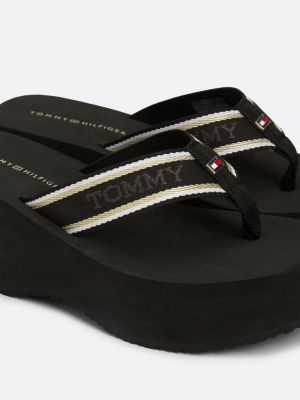 sandali infradito con plateau e logo nero da donne tommy hilfiger