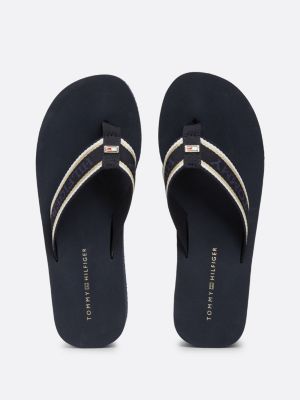 blue logo platform flip-flops for women tommy hilfiger