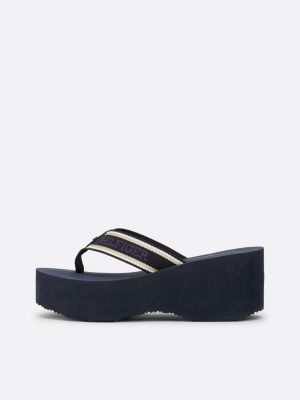 blue logo platform flip-flops for women tommy hilfiger