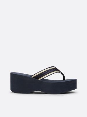 Logo Platform Flip Flops Blue Tommy Hilfiger