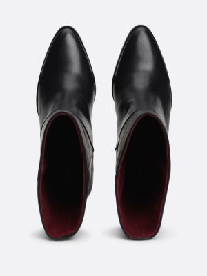 bottes mi-mollet en cuir à talon cubain noir pour femmes tommy hilfiger