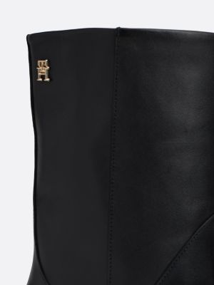 bottes mi-mollet en cuir à talon cubain noir pour femmes tommy hilfiger