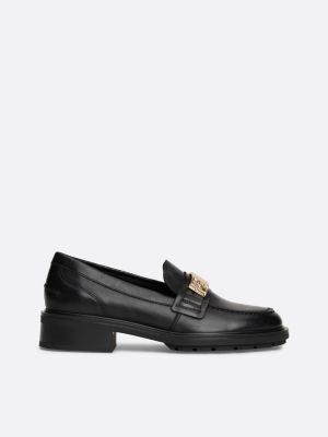 Mocasines de piel con monograma TH Negro Tommy Hilfiger