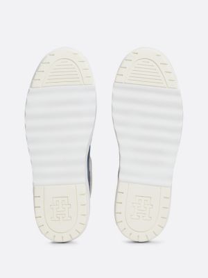 zapatillas de piel con mezcla de texturas blanco de mujeres tommy hilfiger