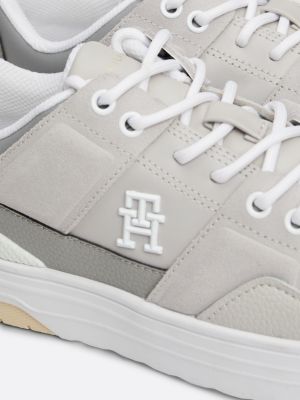 sneakers stile basket con mix di texture bianco da donne tommy hilfiger