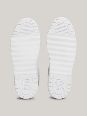 white leather chunky high-top basketball trainers for women tommy hilfiger