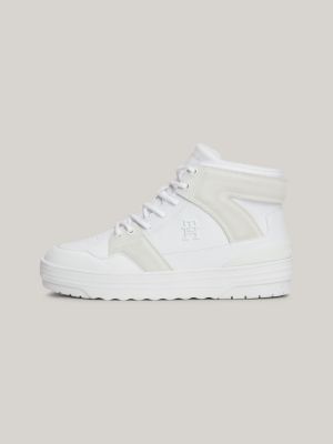 sneakers alte stile basket con suola spessa bianco da donne tommy hilfiger