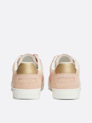 sneakers sportive casual in camoscio rosa da donne tommy hilfiger