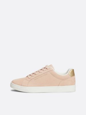 sneakers sportive casual in camoscio rosa da donne tommy hilfiger