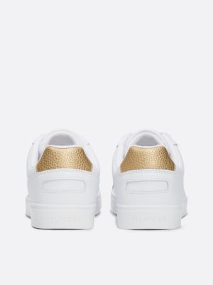 sneakers global stripe in pelle bianco da donne tommy hilfiger