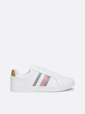 sneakers global stripe in pelle white da donne tommy hilfiger