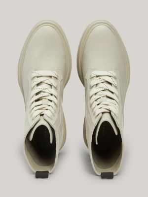 Enamel Flag Lace Up Cleat Boots | Beige | Tommy Hilfiger 