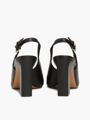 Leather block heel slingback shoes best sale