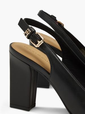 scarpe aperte sul retro con monogramma th nero da donne tommy hilfiger