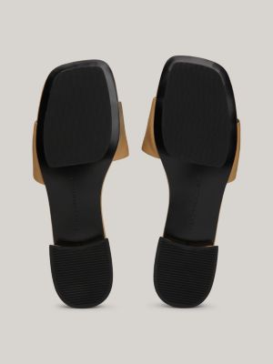 Pantoletten aus Leder mit TH-Monogramm-Emblem | Khaki | Tommy Hilfiger 