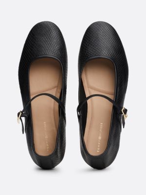 ballerine mary jane con motivo pitonato nero da donne tommy hilfiger