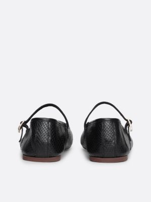 black snake embossed leather mary jane ballerinas for women tommy hilfiger