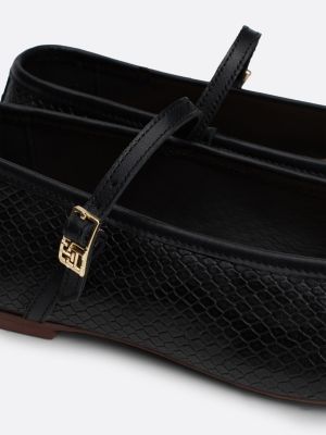 black snake embossed leather mary jane ballerinas for women tommy hilfiger