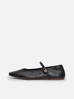 black snake embossed leather mary jane ballerinas for women tommy hilfiger