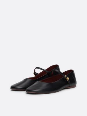 black leather mary jane ballerinas for women tommy hilfiger