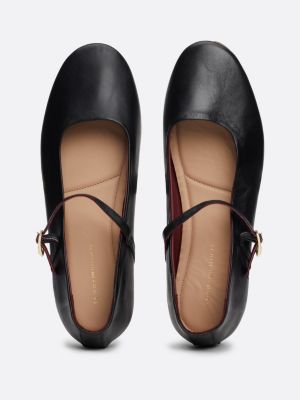 black leather mary jane ballerinas for women tommy hilfiger