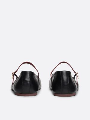 black leather mary jane ballerinas for women tommy hilfiger