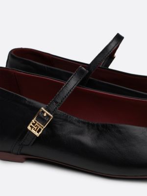 black leather mary jane ballerinas for women tommy hilfiger