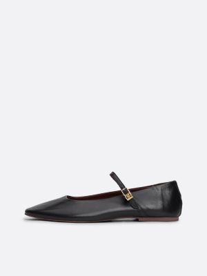 schwarz mary-jane-ballerinas aus leder für damen - tommy hilfiger