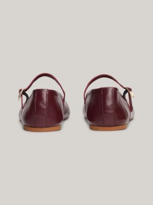 bruin mary jane ballerina's van leer voor dames - tommy hilfiger