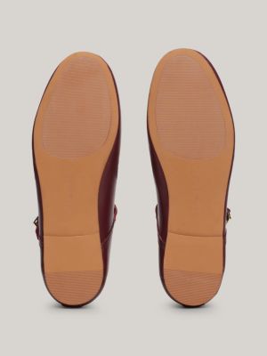 bruin mary jane ballerina's van leer voor dames - tommy hilfiger