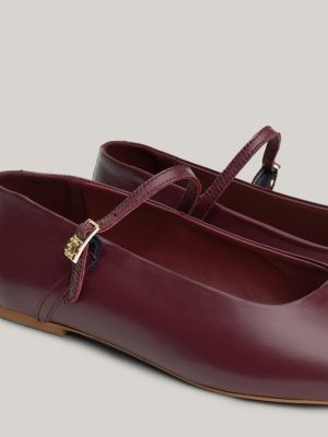 ballerines mary jane en cuir marron pour femmes tommy hilfiger