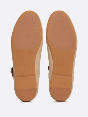 beige suede mary jane ballerinas for women tommy hilfiger