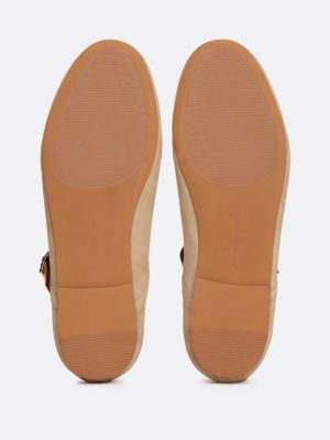 beige suede mary jane ballerinas for women tommy hilfiger