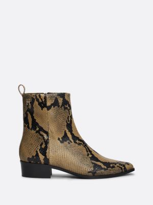 Bottines cowboy en cuir a motif serpent Marron Tommy Hilfiger