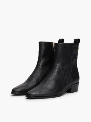 black snake embossed leather ankle cowboy boots for women tommy hilfiger