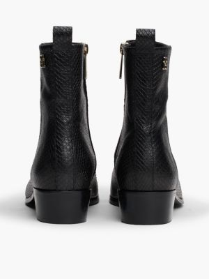 black snake embossed leather ankle cowboy boots for women tommy hilfiger