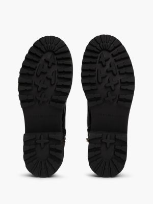 black leather cleat lace-up boots for women tommy hilfiger