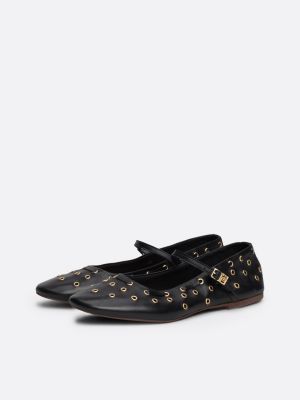 ballerine mary jane in pelle con occhielli nero da donne tommy hilfiger