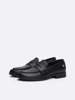 schwarz leder-loafer mit niete für damen - tommy hilfiger