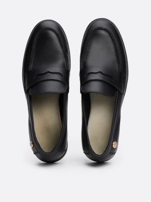 schwarz leder-loafer mit niete für damen - tommy hilfiger