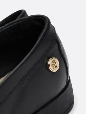 zwart leren loafer met stud voor dames - tommy hilfiger